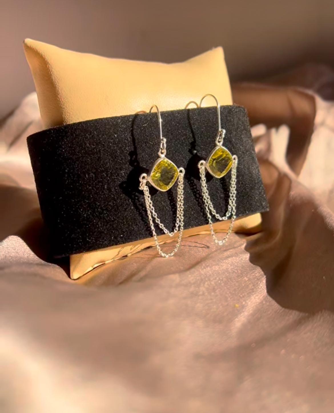 Real Crystal Citrine with 92.5 Sterling Silver Earring